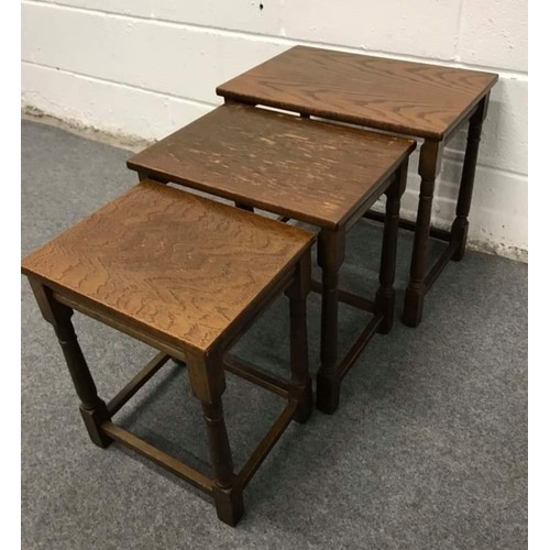 565 - Nest of 3 vintage oak tables