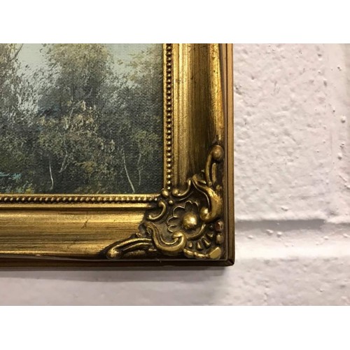 430 - Pair of gilt framed paintings both featuring mallards, signed but indistinct, each one 22