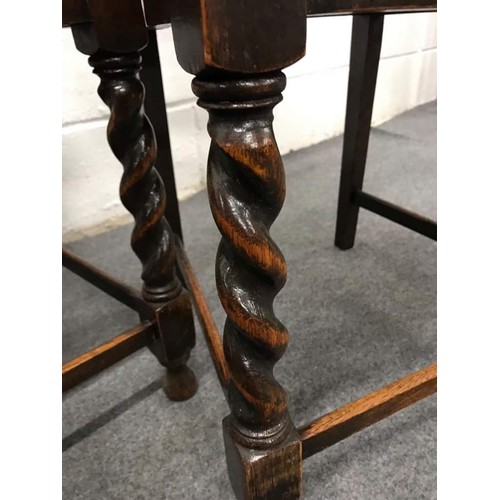 127 - 4 Barley twist legged wooden dining chairs with leather slip seats