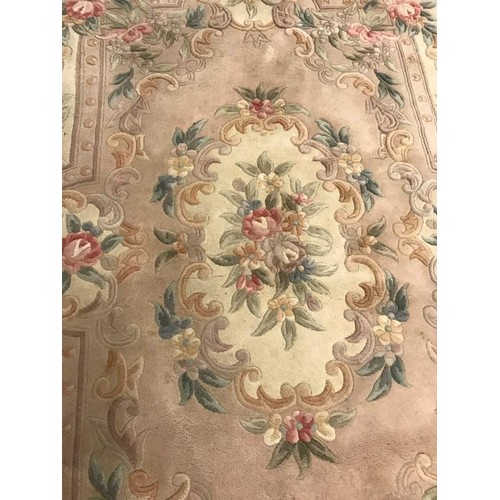 110 - Large deep pile floral over rug in beige colours, 72