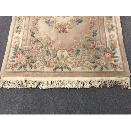 110 - Large deep pile floral over rug in beige colours, 72