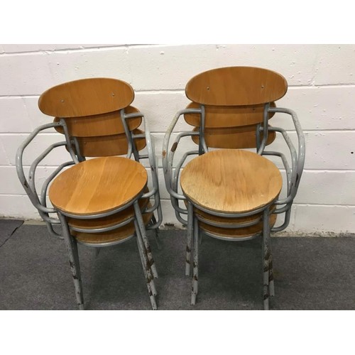 569 - Group of 6 retro bentwood, metal framed butterfly carver chairs (Stackable)