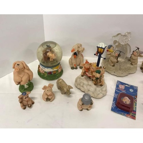 398 - Collection of mainly Piggin' ornaments including snow globe