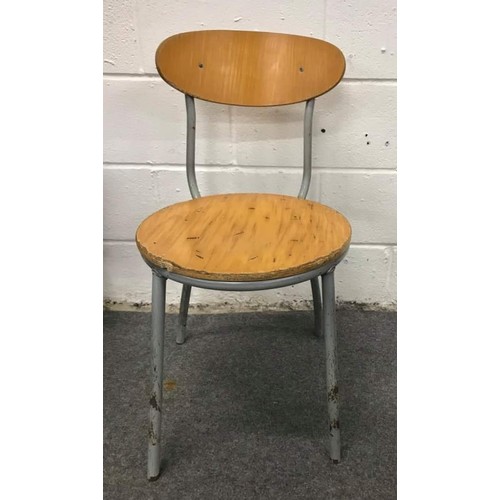 574 - 5 metal framed stacking steam wood chairs