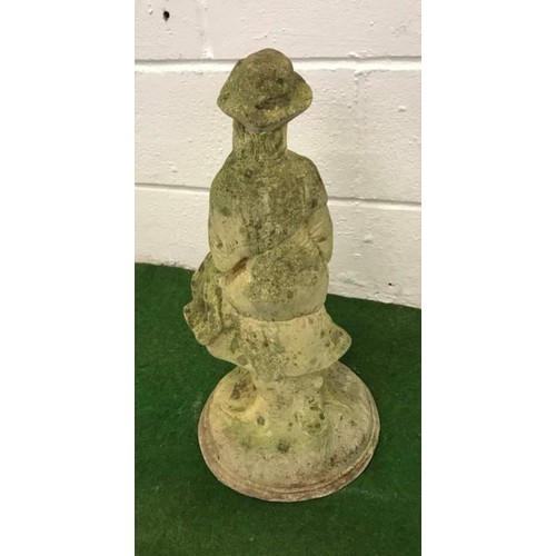 78 - Weathered solid concrete garden ornament in the form of a young seated girl (20