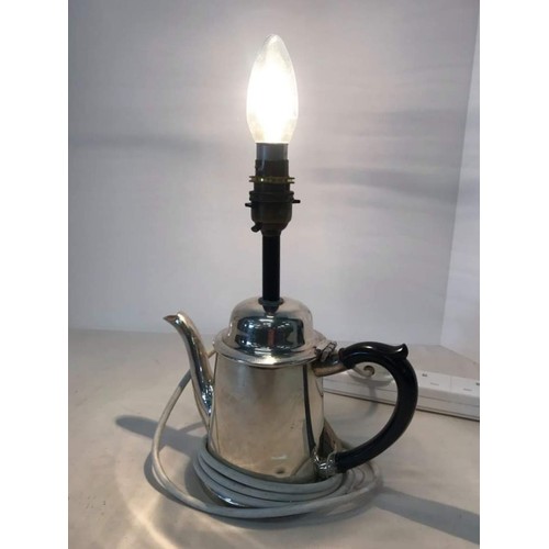 138 - Upcycled metal coffee pot lamp