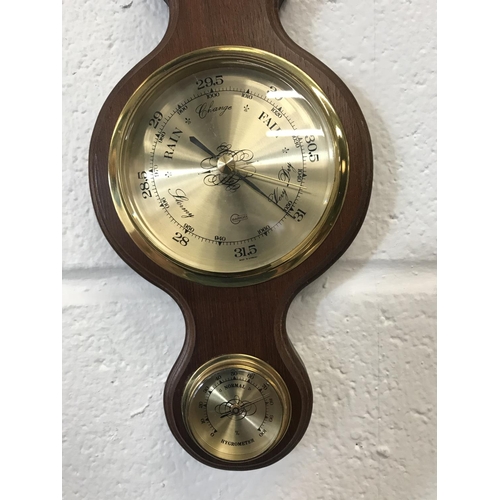 238 - Wall mounted Banjo Barometer with thermometer and Hydrometer