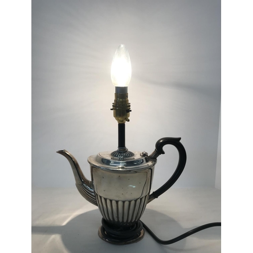 145 - Art deco metal teapot upcycled as a lamp