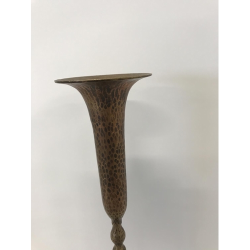 52 - Tall slender Indian brass tulip head candle stick, 18