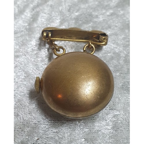 241 - Vintage good quality Timex pendant ball watch (possibly nurses watch) with brass casing and pin, Sco... 