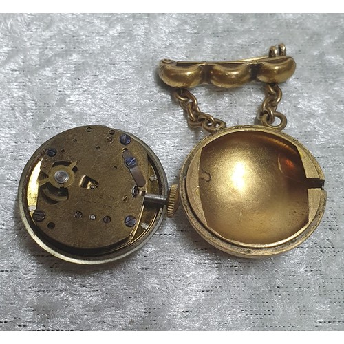 241 - Vintage good quality Timex pendant ball watch (possibly nurses watch) with brass casing and pin, Sco... 