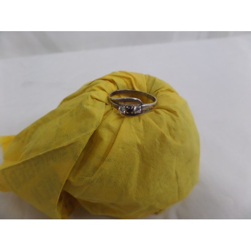 7 - Silver and sapphire ring Size V