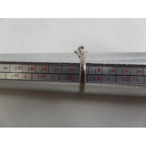 7 - Silver and sapphire ring Size V