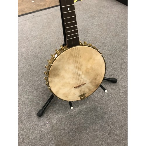 56 - 1890 Lyon and Healy 5 string banjo and stand