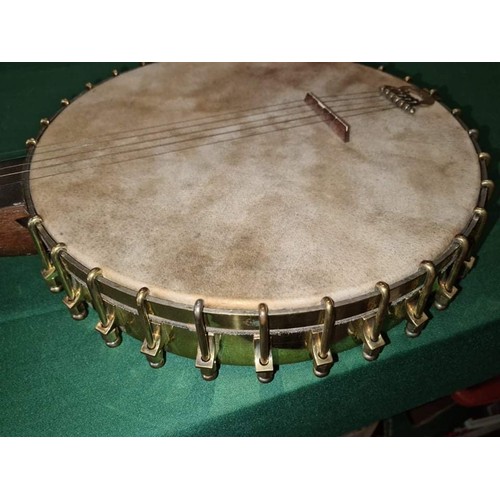 56 - 1890 Lyon and Healy 5 string banjo and stand