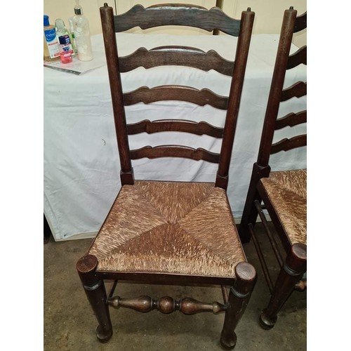 59 - Four oak and elm Georgian country ladder back chairs ( see condition report )