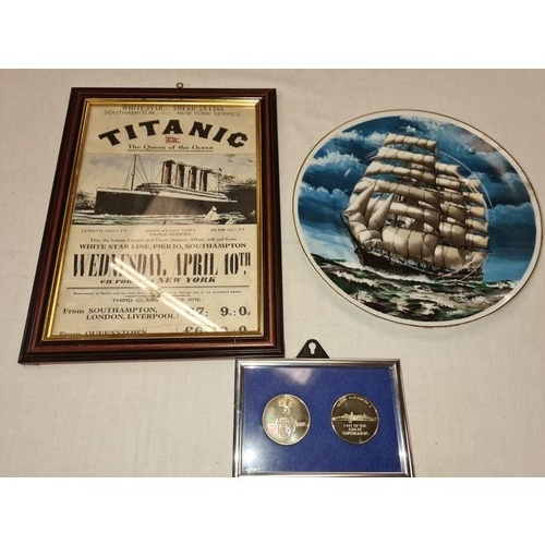 348 - Various merchant shipping memorabilia to include Titanic and Cunard