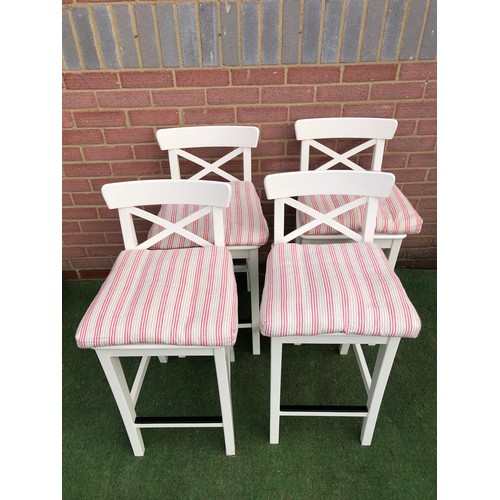 70 - Set of four white stools with four cushions
