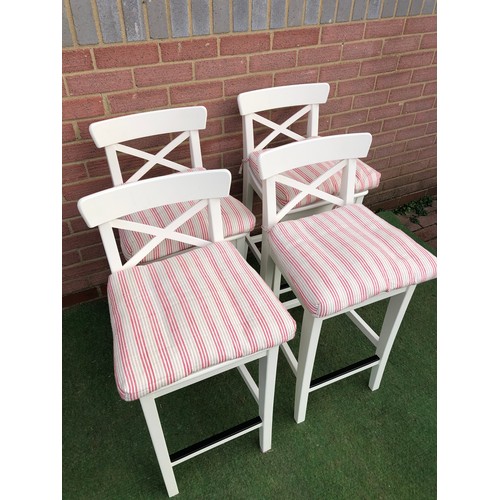 70 - Set of four white stools with four cushions