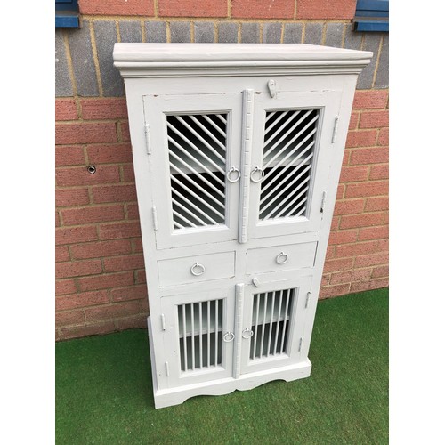 76 - Painted gray Jail Chinese wood unit with two cupboards