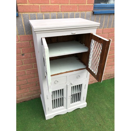 76 - Painted gray Jail Chinese wood unit with two cupboards