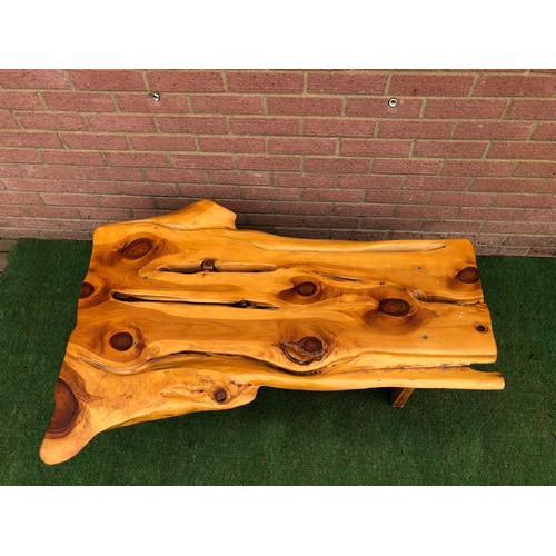 77 - Coffee table in a rustic burr wood finish