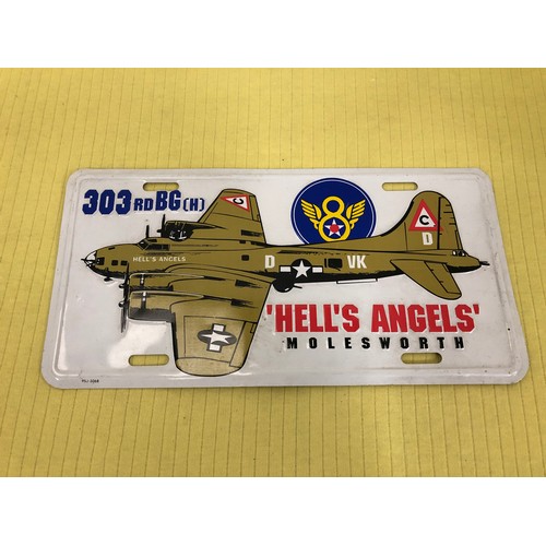 80 - USA hells angels of moles worth  Metal number plate   with a B17 motif