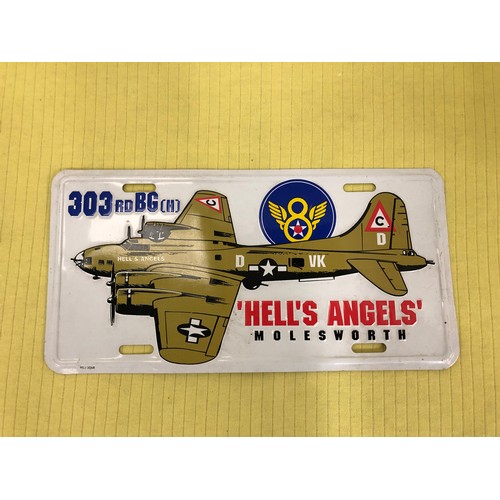 80 - USA hells angels of moles worth  Metal number plate   with a B17 motif