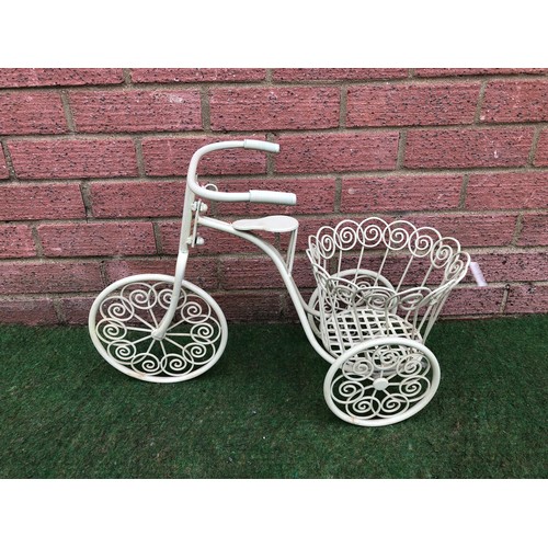 83 - Metal work plant pot holder in the design of a small tricycle