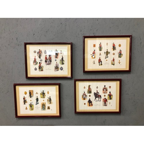 85 - A lovely set of four military prints depicting British Army soldiers in various uniforms and regimen... 
