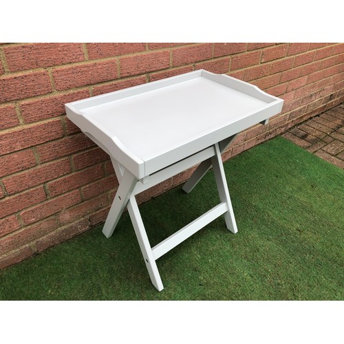100 - Factory Painted Grey foldable side table with a tray top (see all photos)