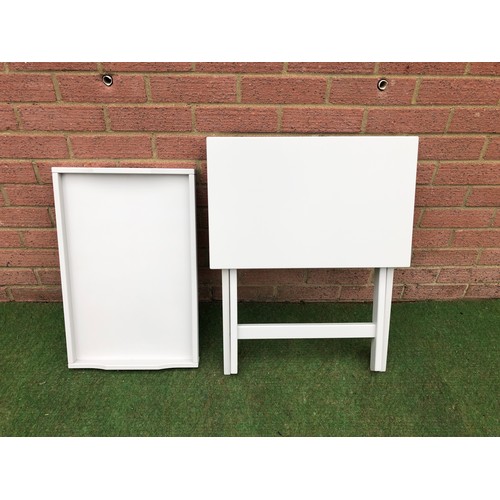 100 - Factory Painted Grey foldable side table with a tray top (see all photos)