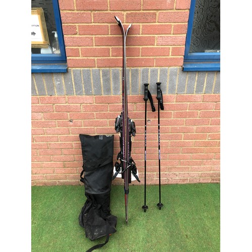 117 - Pair of Adult ATOMIC Bcrav X 9.20 skis and a pair off KERMA ski poles with black carry bag (see all ... 