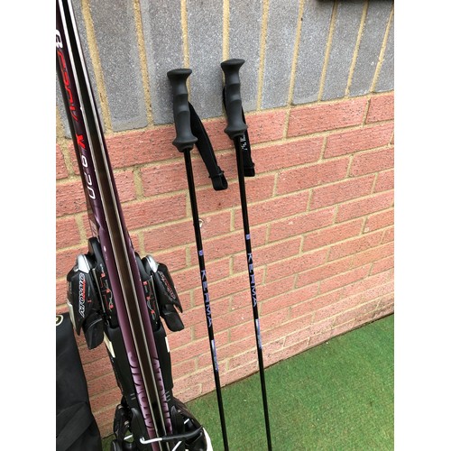 117 - Pair of Adult ATOMIC Bcrav X 9.20 skis and a pair off KERMA ski poles with black carry bag (see all ... 