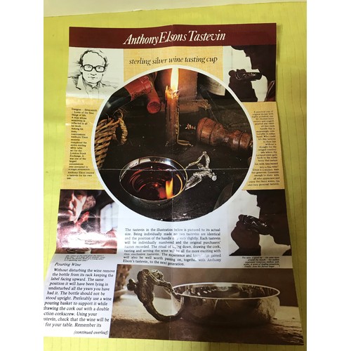 33 - Classic Solid Sterling Silver Wine Tasting Cup with London Hallmarks by Designer Anthony Elsons