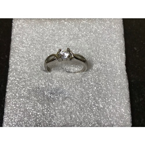 22 - 18ct White Gold Plated Solitaire Stone Ring in size I