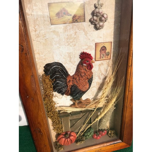 30 - Framed 3D Cockerel kitchen scene