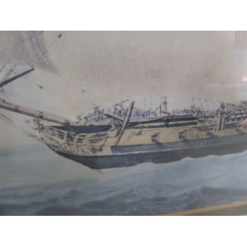 32 - Print of a Frigate at anchor