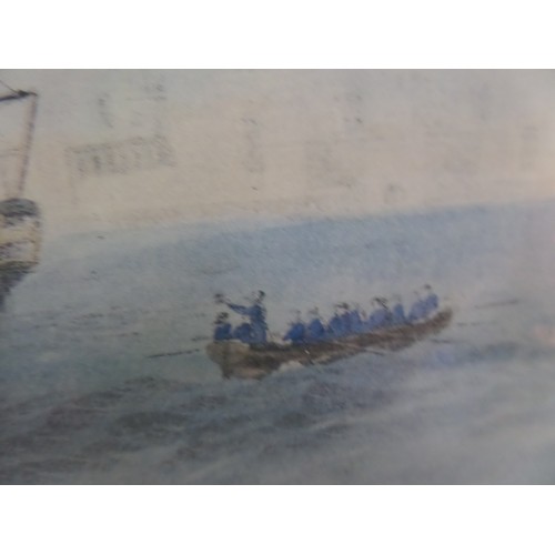 32 - Print of a Frigate at anchor