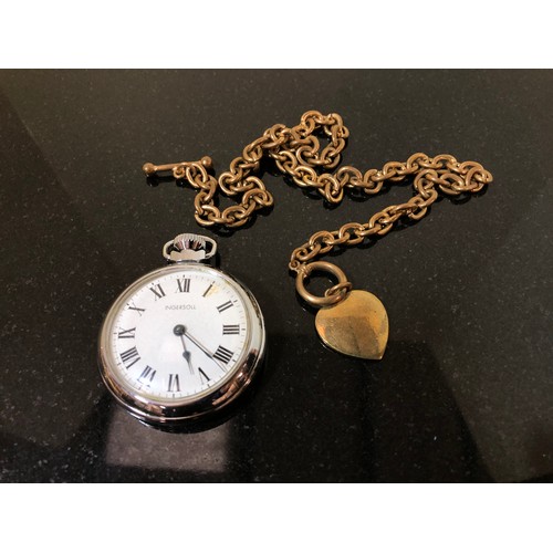 6 - Wind up pocket watch with a albert style chain