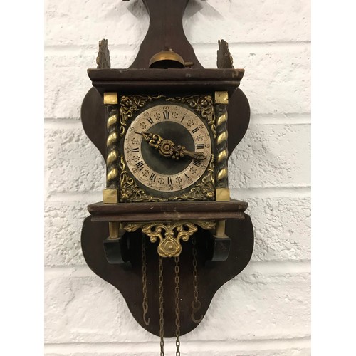 94 - Dutch Atlas Zaanse wall clock Needs Restoration and weightsseal pictures