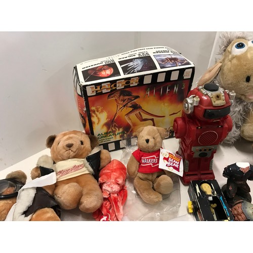 106 - Mixed used toys Teddies  , empty alian box  AND MORE see all pictures