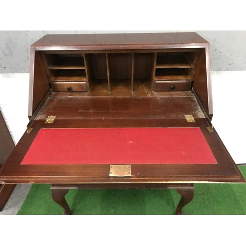 132 - Mahogany Bureau  on queen ann legs