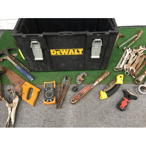 146 - Large plastic DEWALT tool box with tools see all pictures