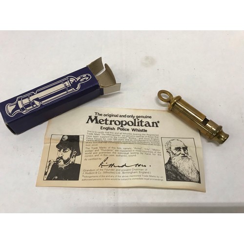 9 - Boxed Metropolitan police Whistle Boxed and mess plaquesee pictures