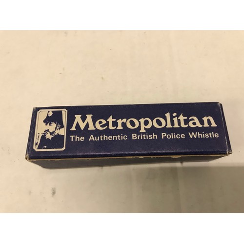 9 - Boxed Metropolitan police Whistle Boxed and mess plaquesee pictures