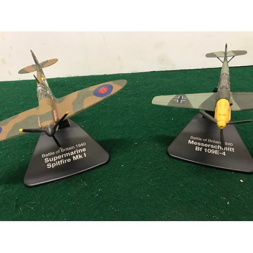 7 - Two Die cast battle Britain planes 1940Supermarine Spitfire MK1Messerschmitt  Bf 109e-4