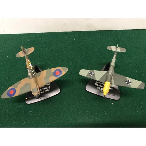 7 - Two Die cast battle Britain planes 1940Supermarine Spitfire MK1Messerschmitt  Bf 109e-4