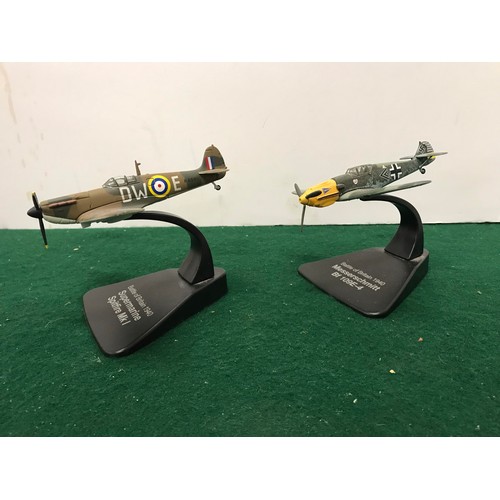 7 - Two Die cast battle Britain planes 1940Supermarine Spitfire MK1Messerschmitt  Bf 109e-4