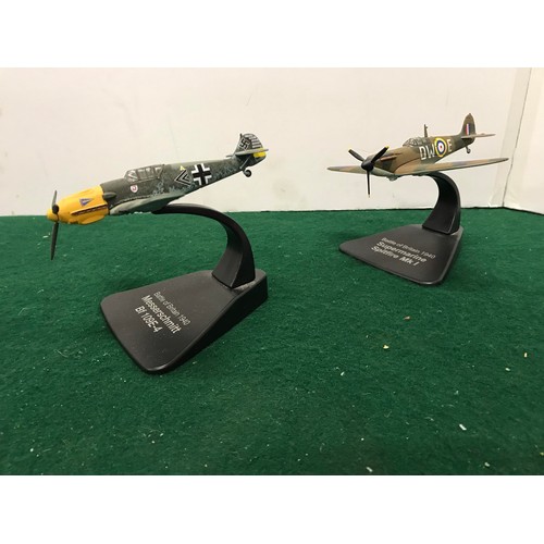 7 - Two Die cast battle Britain planes 1940Supermarine Spitfire MK1Messerschmitt  Bf 109e-4